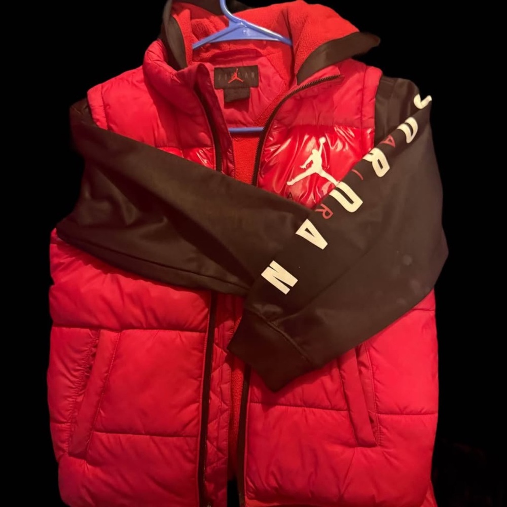 Jordan Red and Black Kids Puffer Jacket